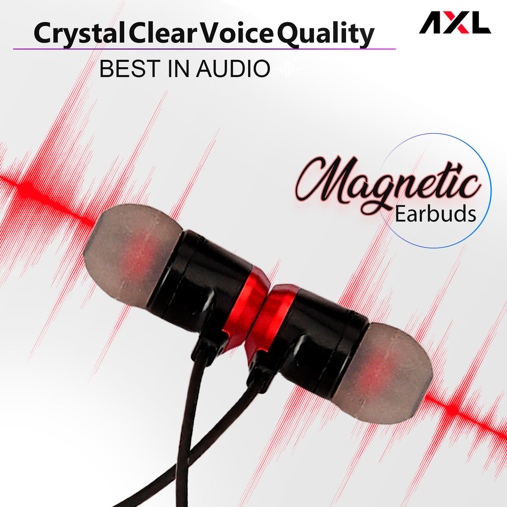 AXL Echo Wireless Neckband with Up to 25 Hour Playtime & Crystal Clear Voice Quality with Magnetic Earbuds for Convenience Built-in Mic Flexibility at its Core Blue/Red