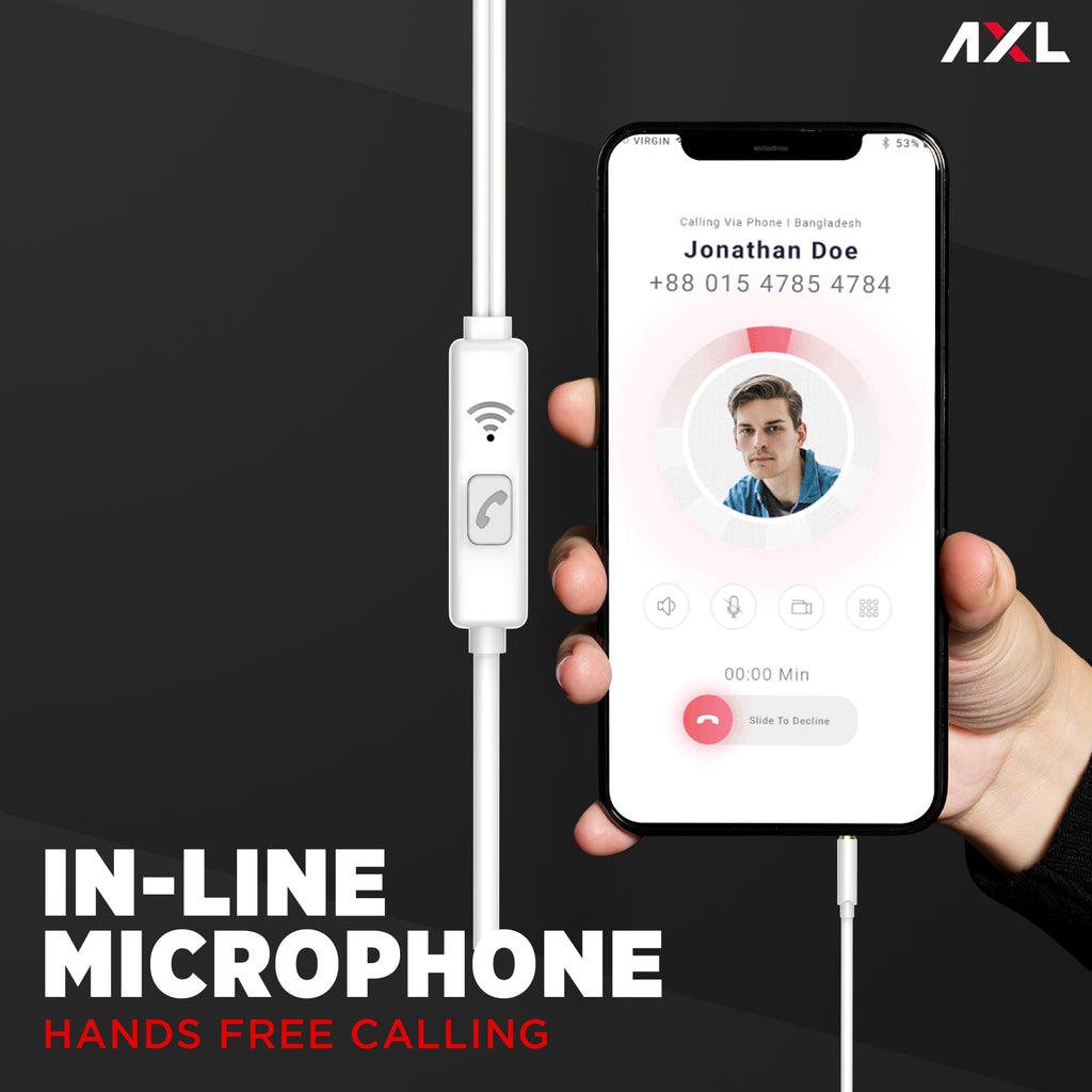 AXL-AEP-16 In-Ear Earphones with Mic Wired Headset  (White, In the Ear)