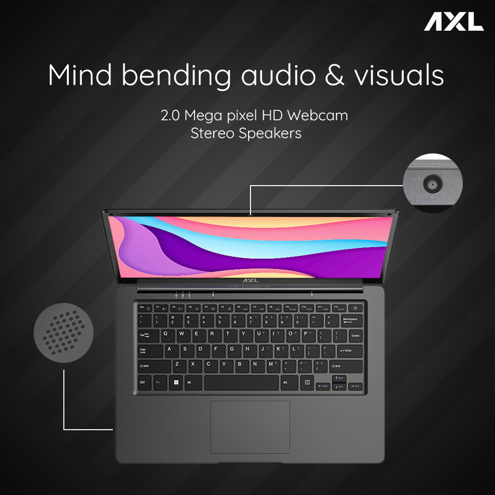 AXL VayuBook Laptop 14.1 Inch (35.814 cm) FHD IPS Display (4GB Ram,128GB SSD) 1920*1080 Resolution | HD Gemini Lake N4020 | Windows 11 Home | UHD Graphics 600 | Space Grey