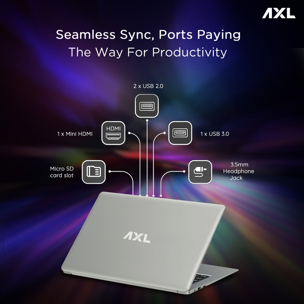 AXL VayuBook Laptop 14.1 Inch (35.814 cm) FHD IPS Display (4GB Ram,128GB SSD) 1920*1080 Resolution | HD Gemini Lake N4020 | Windows 11 Home | UHD Graphics 600 | Space Grey