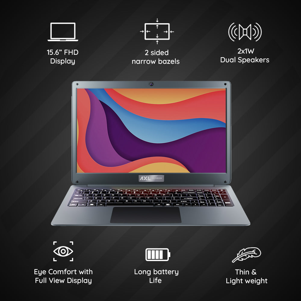 AXL Laptop (Vayu Book) Intel® Celeron Newly Launched Thin & Light | 15.6 Inch (39.624 cm) HD Display (4GB/256GB SSD | 1920*1080 FHD IPS | HD Gemini Lake N4020 | Windows 11 Home | UHD Graphics 600 | Space Grey