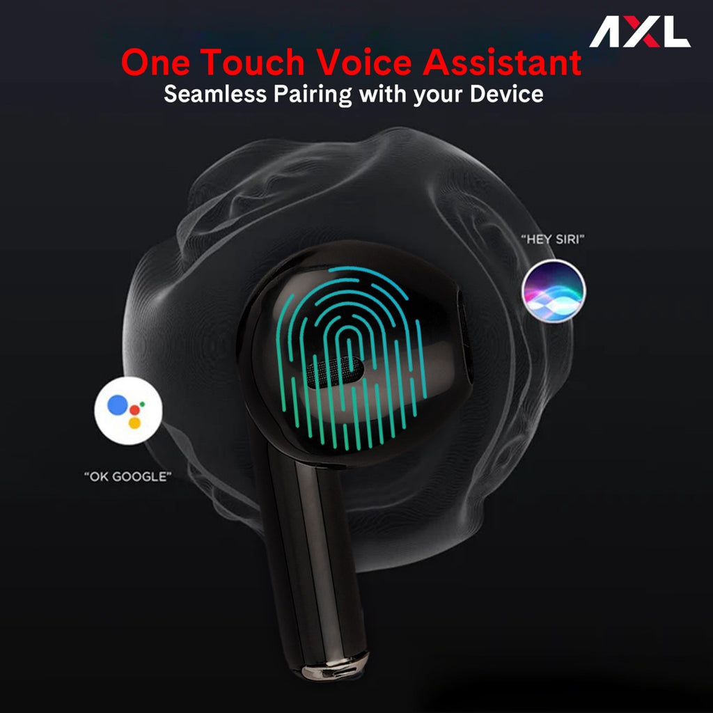 AXL Wave TWS,Rich Bass,24H Playtime ENC,BT Earbuds Bluetooth Headset  Black, True Wireless