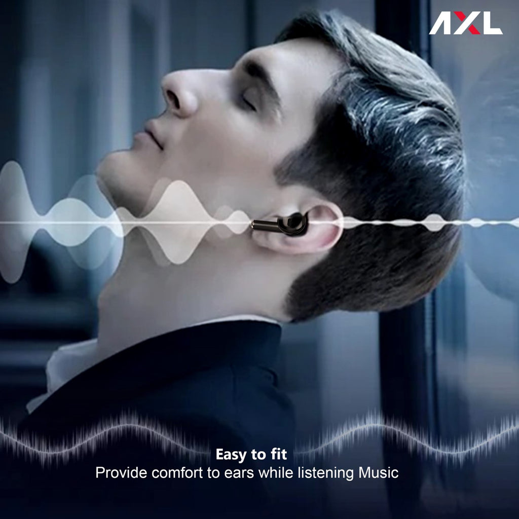 AXL Wave TWS,Rich Bass,24H Playtime ENC,BT Earbuds Bluetooth Headset  Black, True Wireless