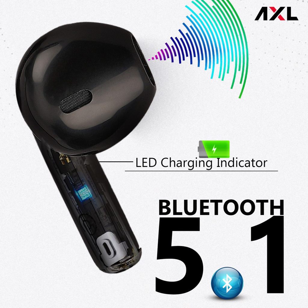 AXL Wave TWS,Rich Bass,24H Playtime ENC,BT Earbuds Bluetooth Headset  Black, True Wireless