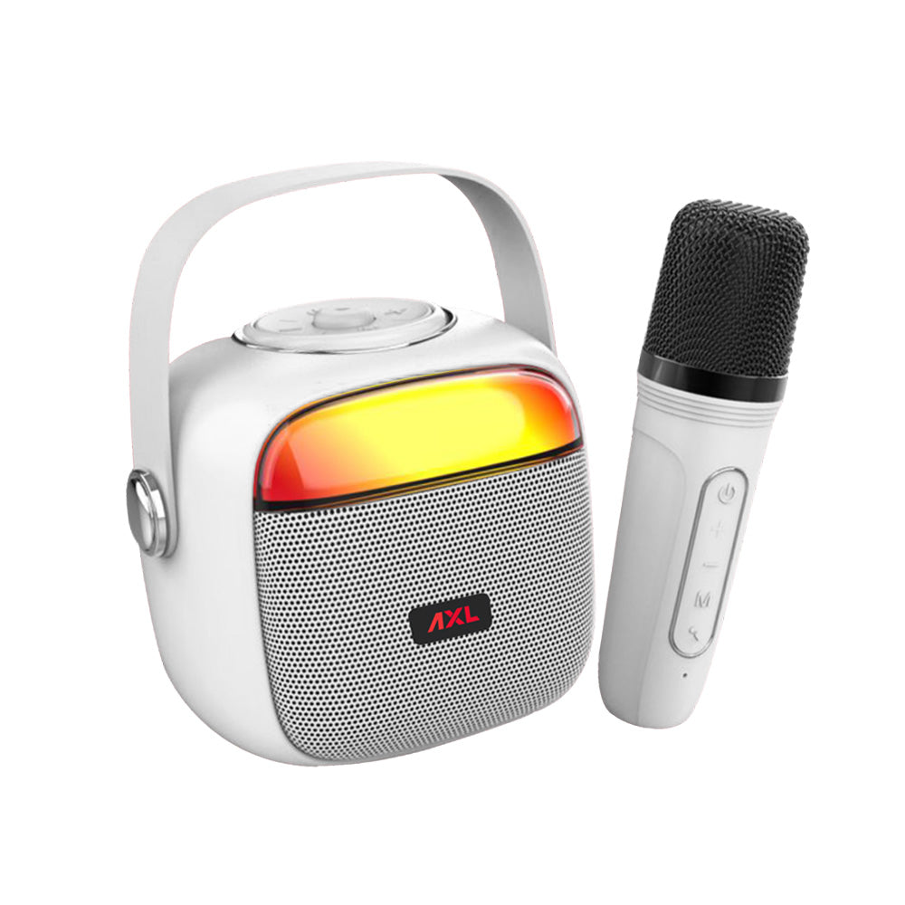 "AXL Rhythm Karaoke Speaker: Unleash Your Inner Star with Super Bass, Bluetooth Magic, and Voice Changer Fun in Stylish Black & Pink!"