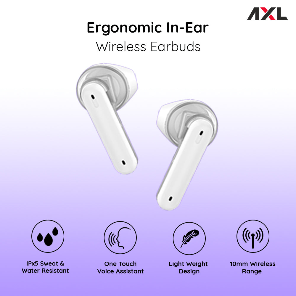 AXL Ultron Premium transparent Wireless Earbuds with 30 HRS Playback, magnetic enclosure easy touch controls Immersive Sound quality IPX5 Sweat & Water Resistant