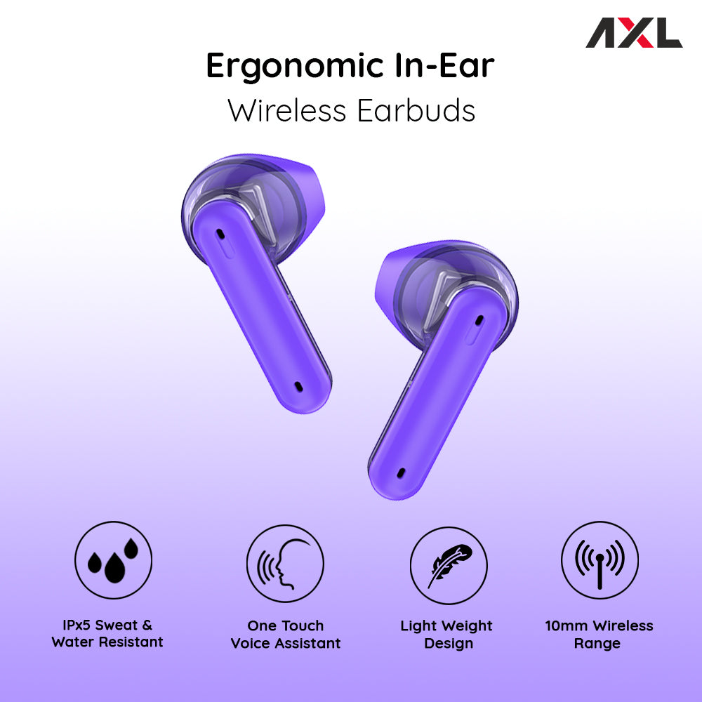 AXL Ultron Premium transparent Wireless Earbuds with 30 HRS Playback, magnetic enclosure easy touch controls Immersive Sound quality IPX5 Sweat & Water Resistant
