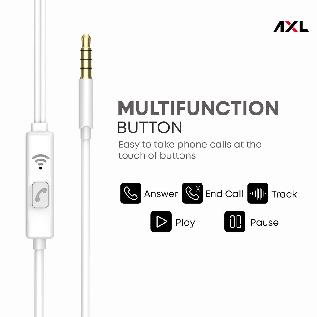 AXL AEP-15 In-Ear Wired Earphone with HD Sound Quality & Deep Bass (Black/White)