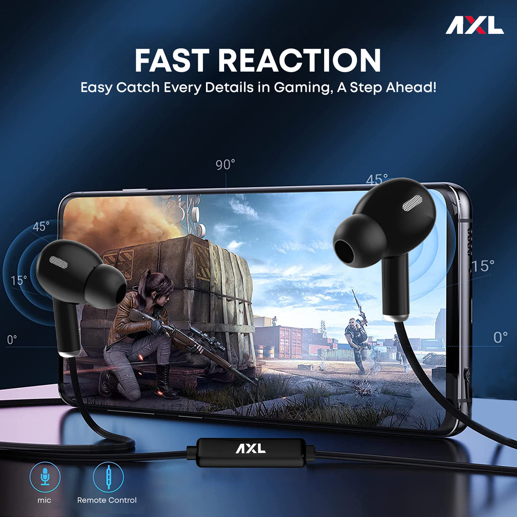 AXL AEP-15 In-Ear Wired Earphone with HD Sound Quality & Deep Bass (Black/White)