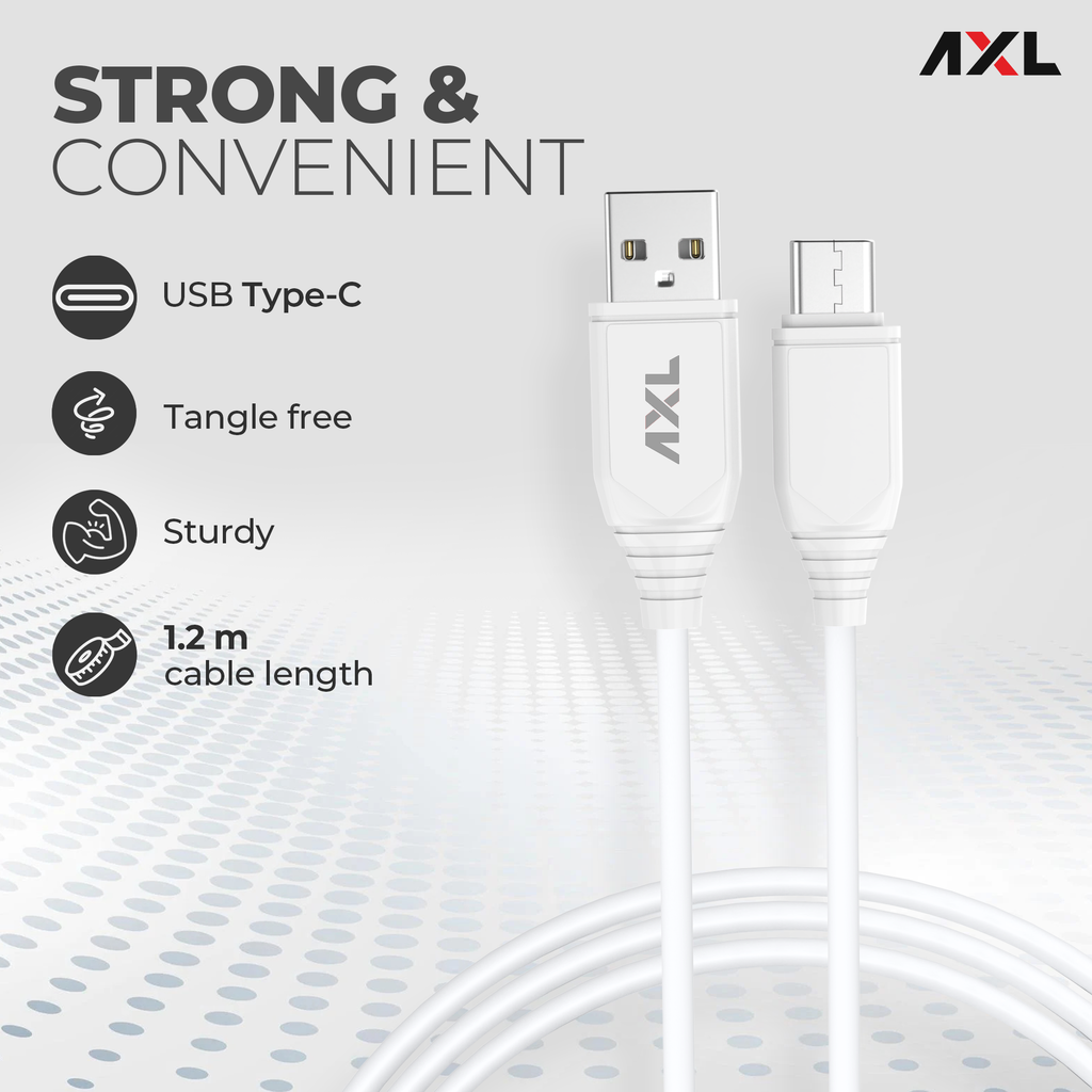 AWC34C 3.4A Dual Output Wall Charger with Type-C USB Cable