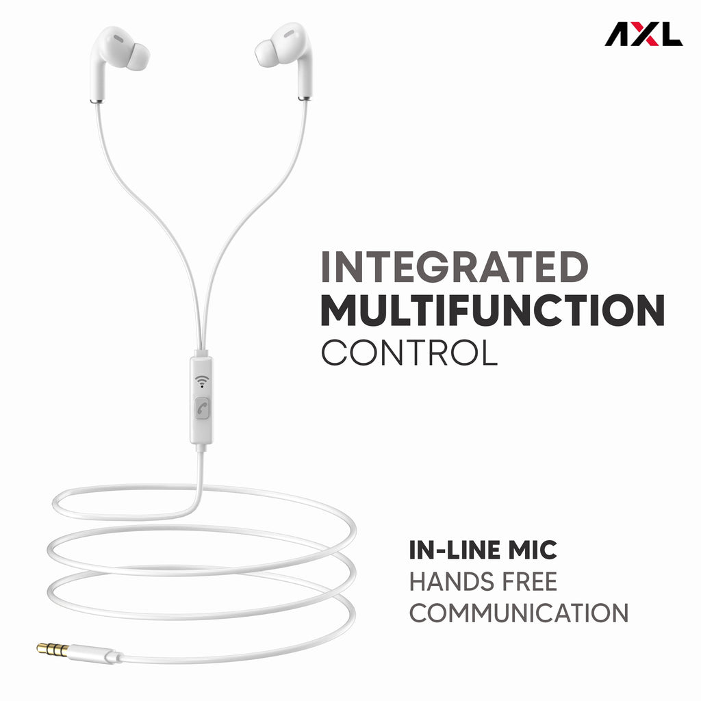 AXL AEP-15 In-Ear Wired Earphone with HD Sound Quality & Deep Bass (Black/White)