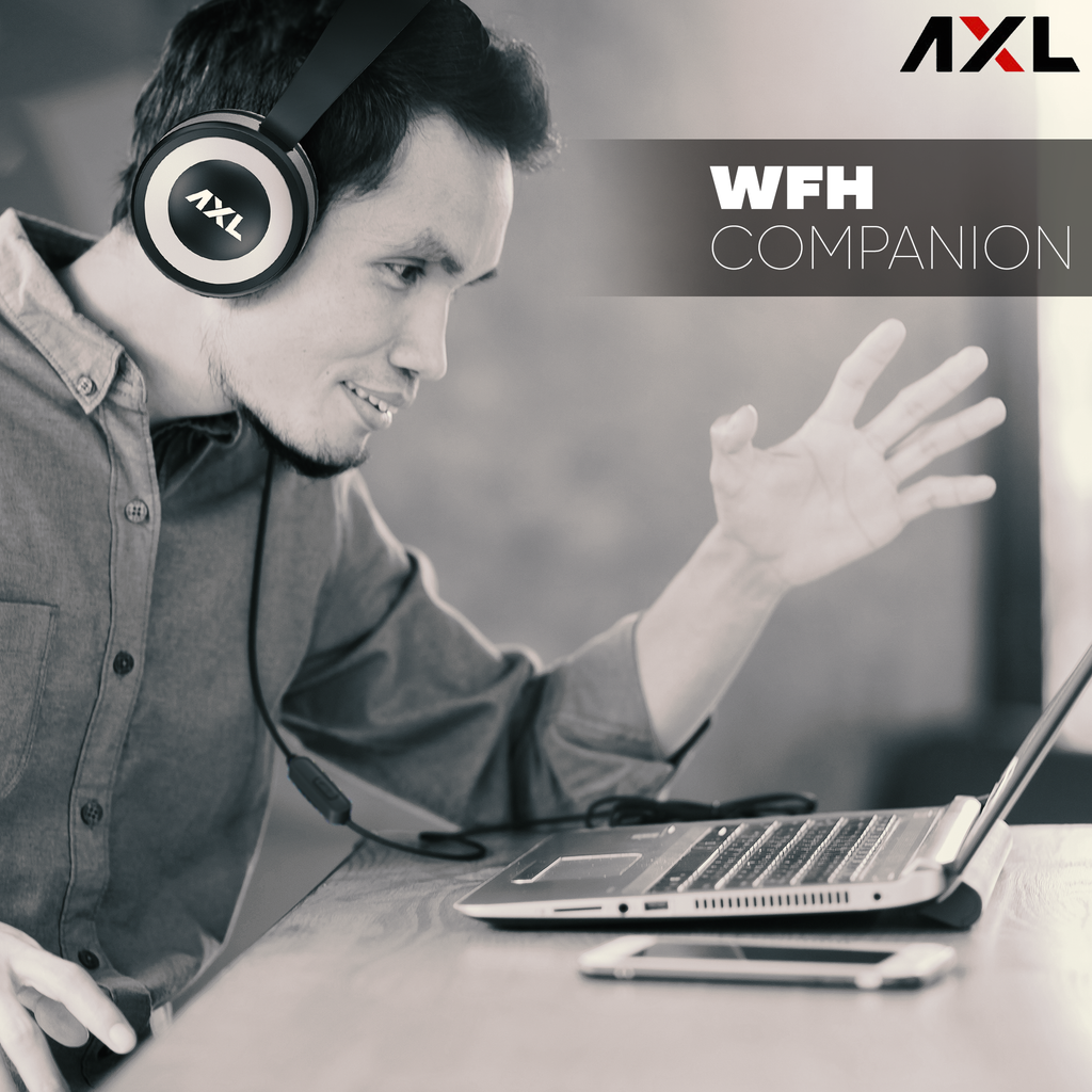 AXL AHP-01 Stereo Wired Headphones with in-Built Mic, Soft Padded Ear cups & 3.5mm Aux Connectivity (Black)