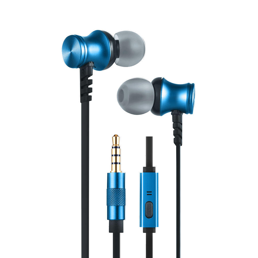 AXL AEP-20 Metal Flat wire Earphones with in-line Mic and High Bass for Comfort Fit (Blue/Grey)