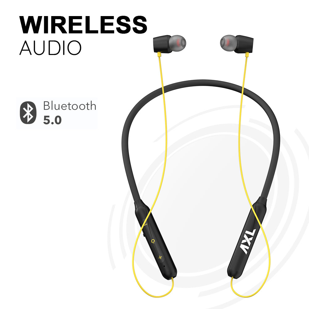 AXL NB09 Bluetooth 5.0 in Ear Neckband with Fast Charging, Up to 15 Hour Playtime, 10mm Extra Bass Drivers with HD Sound, Magnetic Earbuds