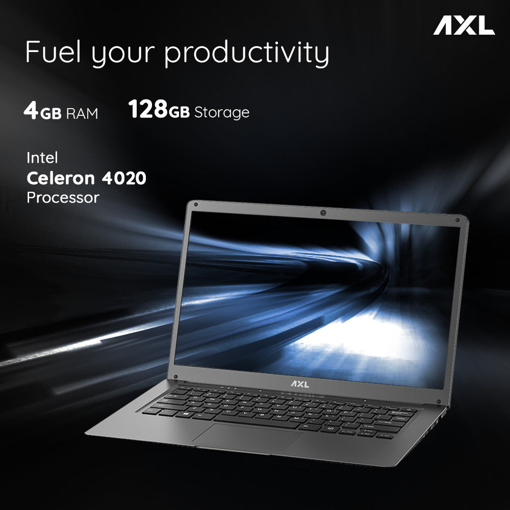 AXL VayuBook Laptop 14.1 Inch (35.814 cm) FHD IPS Display (4GB Ram,128GB SSD) 1920*1080 Resolution | HD Gemini Lake N4020 | Windows 11 Home | UHD Graphics 600 | Space Grey