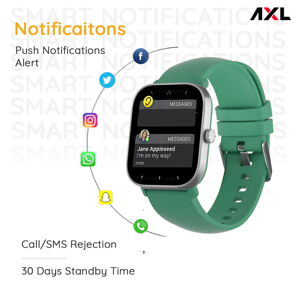 AXL Tempo Smart Watch 1.69" HD Display, Full Touch 100+ Sports Mode, Water Proof IP67