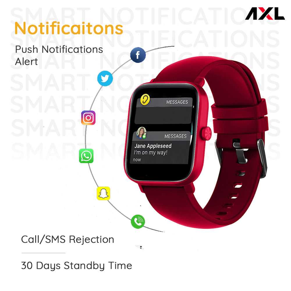 AXL Tempo Smart Watch 1.69" HD Display, Full Touch 100+ Sports Mode, Water Proof IP67