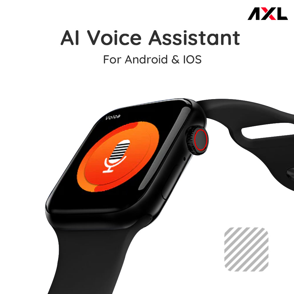 AXL TIME-O Smart watch with AI Voice Assistant , 1.87" HD Display , Multi Rotating Crown, Heart Rate & Blood Pressure Monitor for Men and  Women, Bluetooth Calling, Sleep Monitor, Oxygen Monitor, Fitness (Black)