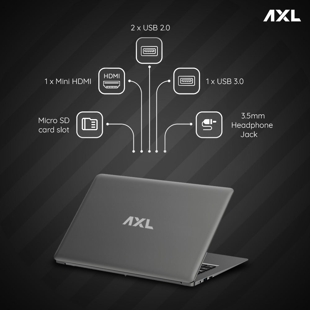 AXL VayuBook Laptop 14.1 Inch (35.814 cm) FHD IPS Display (4GB Ram,128GB SSD) 1920*1080 Resolution | HD Gemini Lake N4020 | Windows 11 Home | UHD Graphics 600 | Space Grey