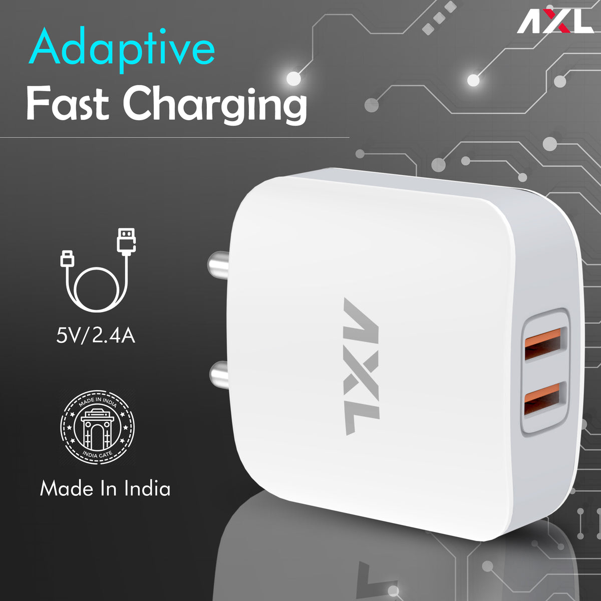 AWC24M 2.4A Dual Output Wall Charger | AXL World