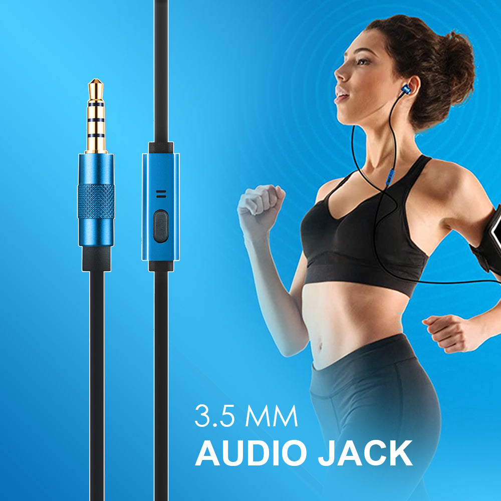 AXL AEP-20 Metal Flat wire Earphones with in-line Mic and High Bass for Comfort Fit (Blue/Grey)